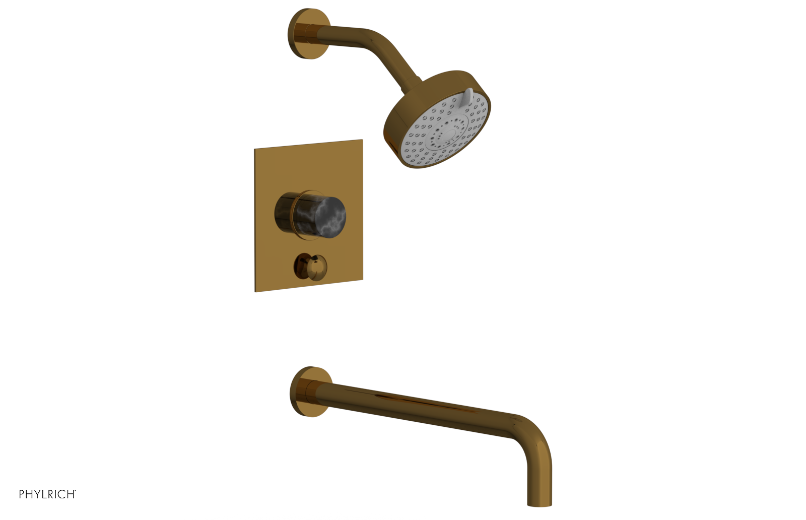 BASIC II 14 Pressure Balance Tub and Shower Set in Black Marble - 230S 28 14 Model | Perfect for Modern Bathroom Renovations & Spa-Like Shower Experiences