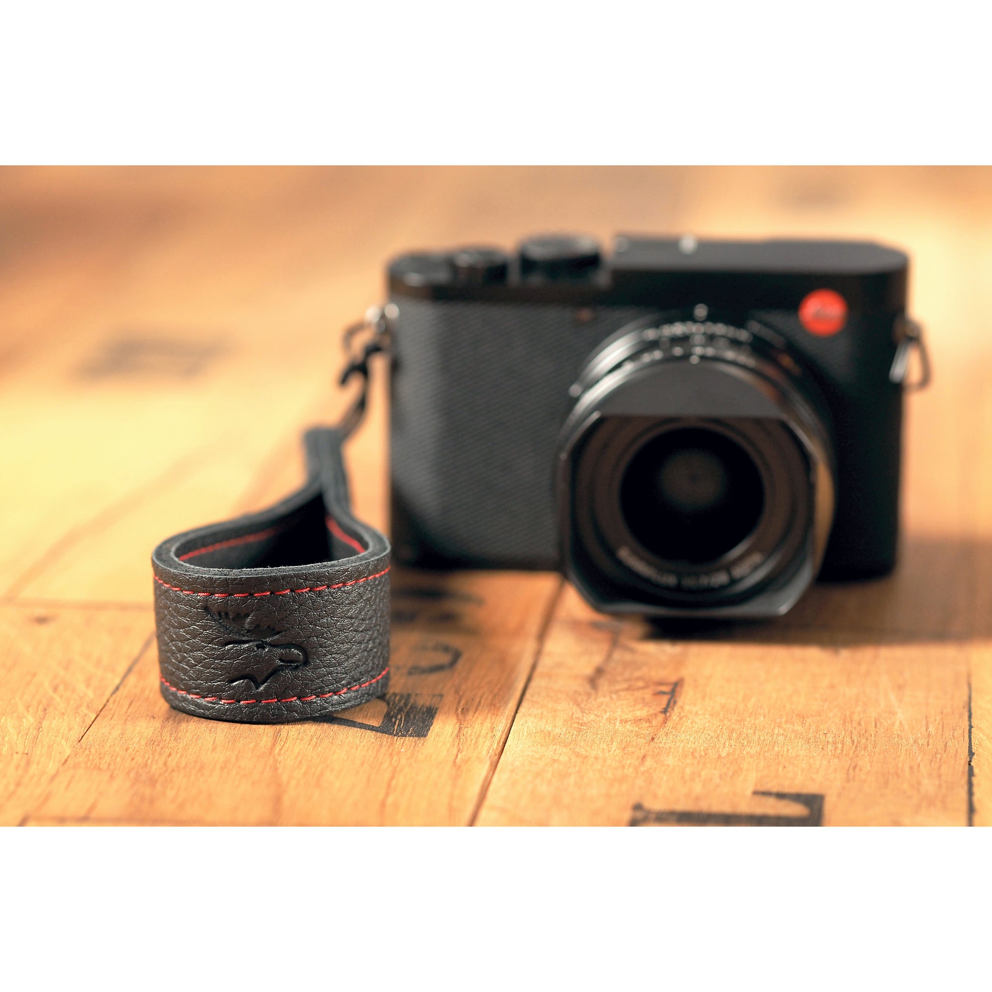 EDDYCAM Elk Leather Wrist Strap (Sling 1) - Premium Black Leather with Red Stitching - Durable Camera Wrist Strap for DSLR, Mirrorless & Film Cameras - Perfect for Photography, Travel & Outdoor Shooting