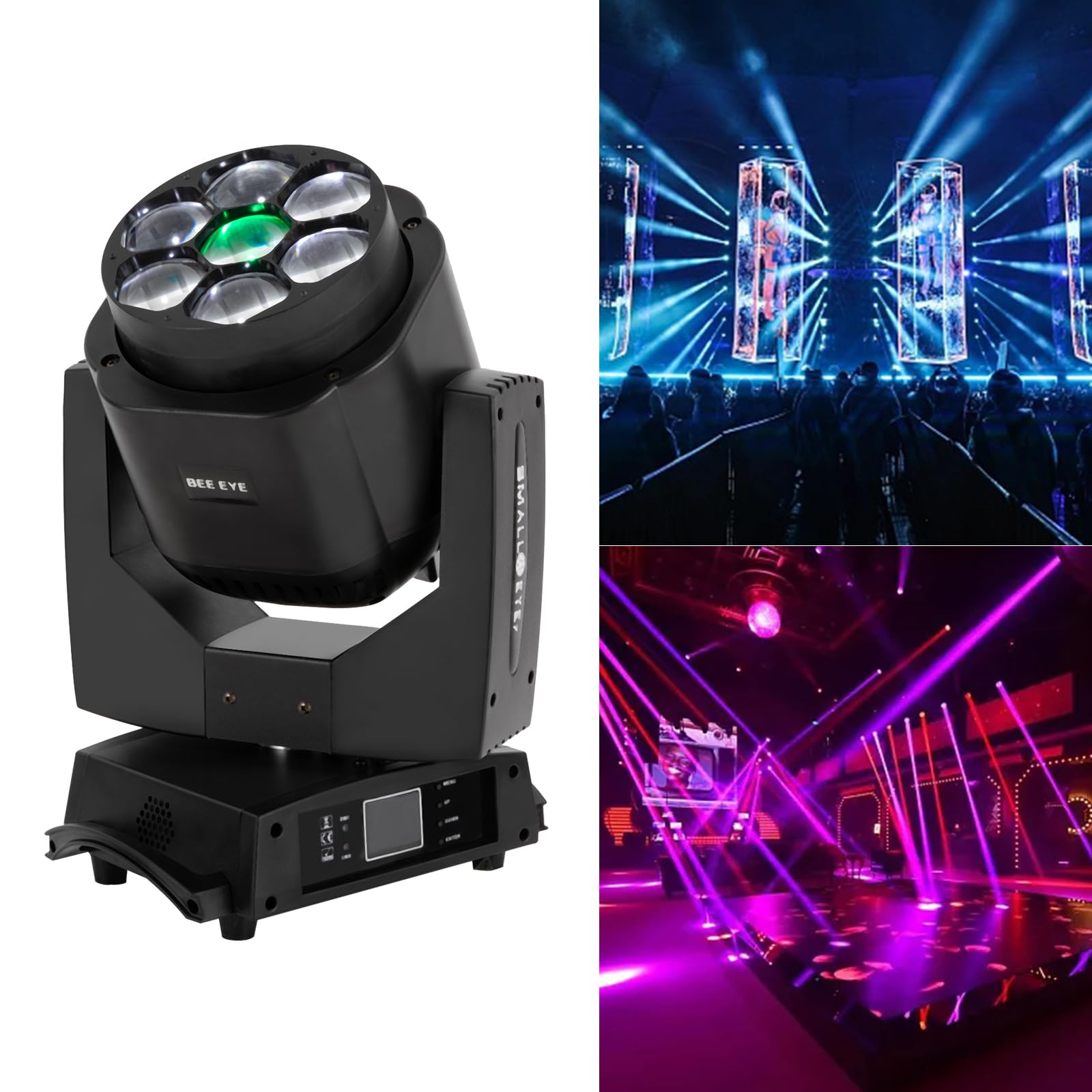 TBVECHI 7x15W LED Stage Moving Head Light - RGBW 4-in-1 Bee Eye DMX Moving Stage Lighting for DJ, Disco, Bar, Club & Home Party | Professional Stage Performance & Event Lighting Solution