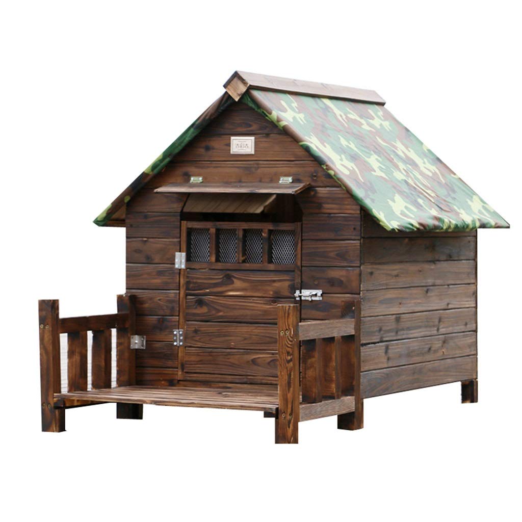 **Outdoor Solid Wood Dog House - Easy to Assemble, Bite & Dirt Resistant Pet Kennel - Customizable (Brown, 56x45x48cm) - Perfect for Backyard, Patio & Garden Use**