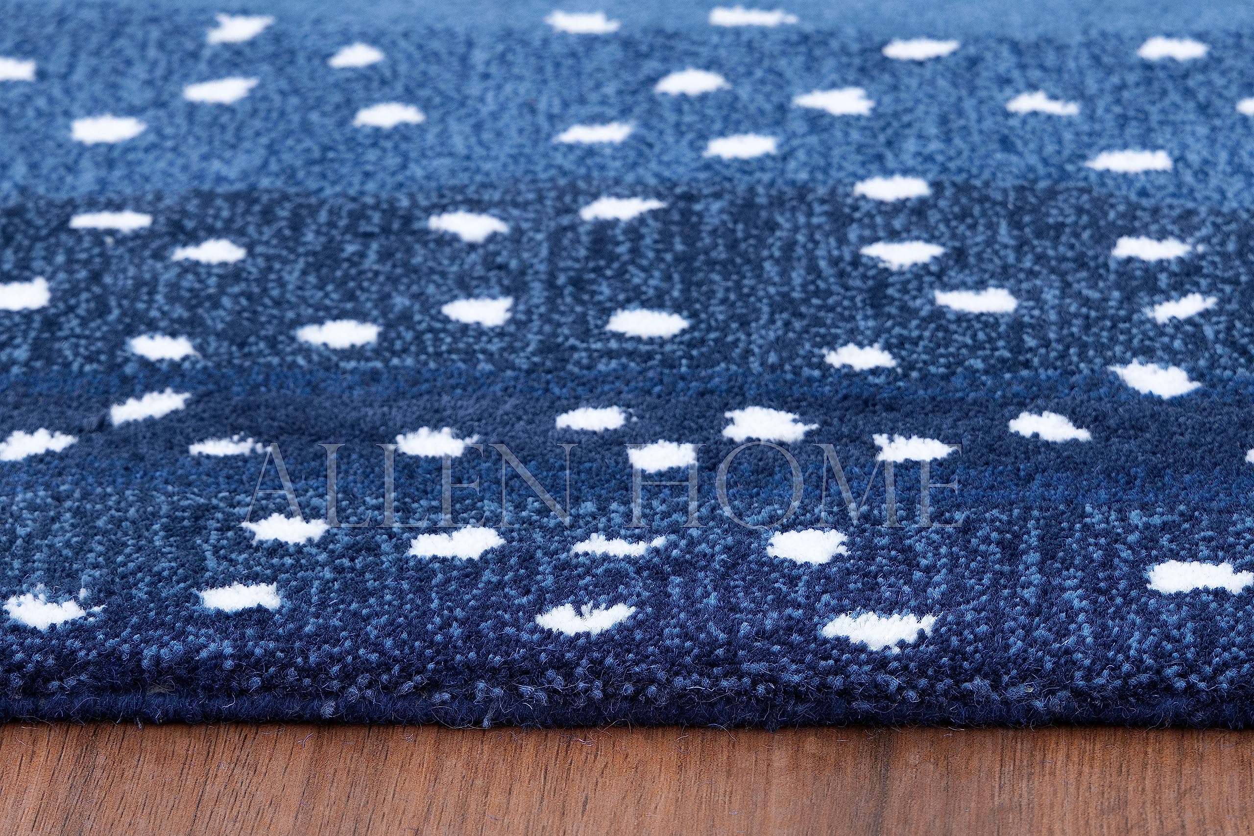 Handmade Wool Area Rugs for Living Room, Bedroom & Dining Room – 5’ x 8’ Traditional Handcrafted Carpet with Natural Latex Backing & 100% Cotton – Antelope Blue – Perfect for Cozy Home Decor & High-Traffic Areas