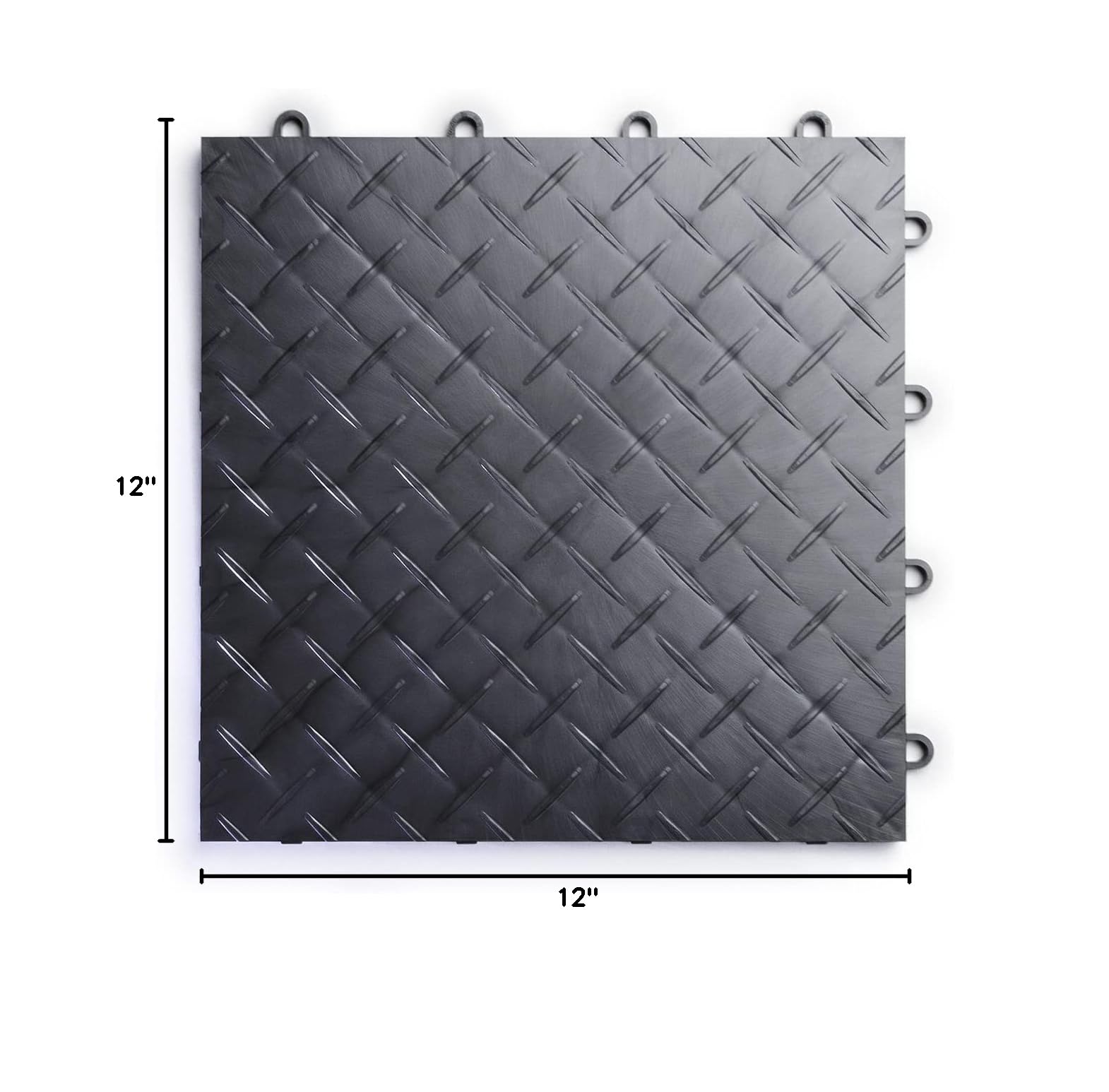 RaceDeck Diamond Plate Modular Garage Floor Tiles - Durable Interlocking Flooring (24 Pack, Graphite) for Home Garage, Workshop & Auto Showrooms