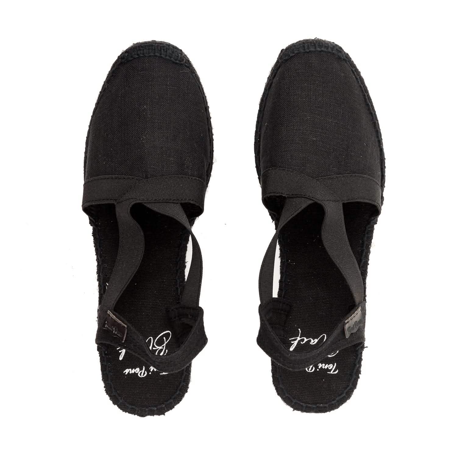 Women's Black Linen Wedge Espadrille Shoes - Comfortable Summer Casual Flats for Beach, Vacation & Everyday Wear