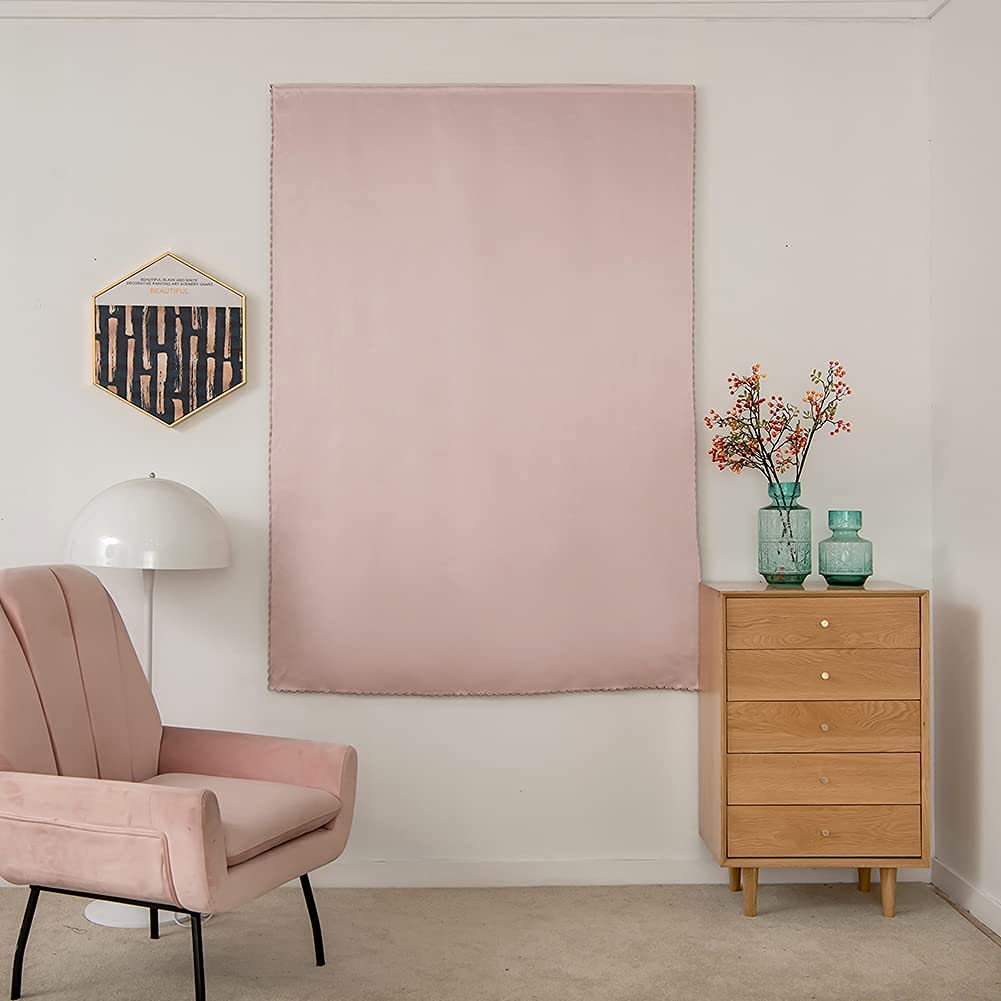 Blackout Thermal Insulated Curtains for Bedroom & Kitchen - Autohesion Window Drapes (1 Panel, 35x63 Inches, Tender Pink) - Perfect for Light Blocking, Privacy & Energy Efficiency