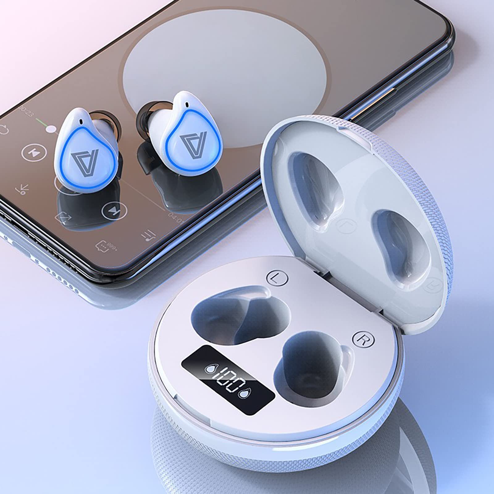 5.0 Bluetooth Wireless Earbuds with LED Power Display - One-Button Control, Premium Sound & True Stereo - Magnetic Sport Earphones for Running, Gym & Outdoor Activities