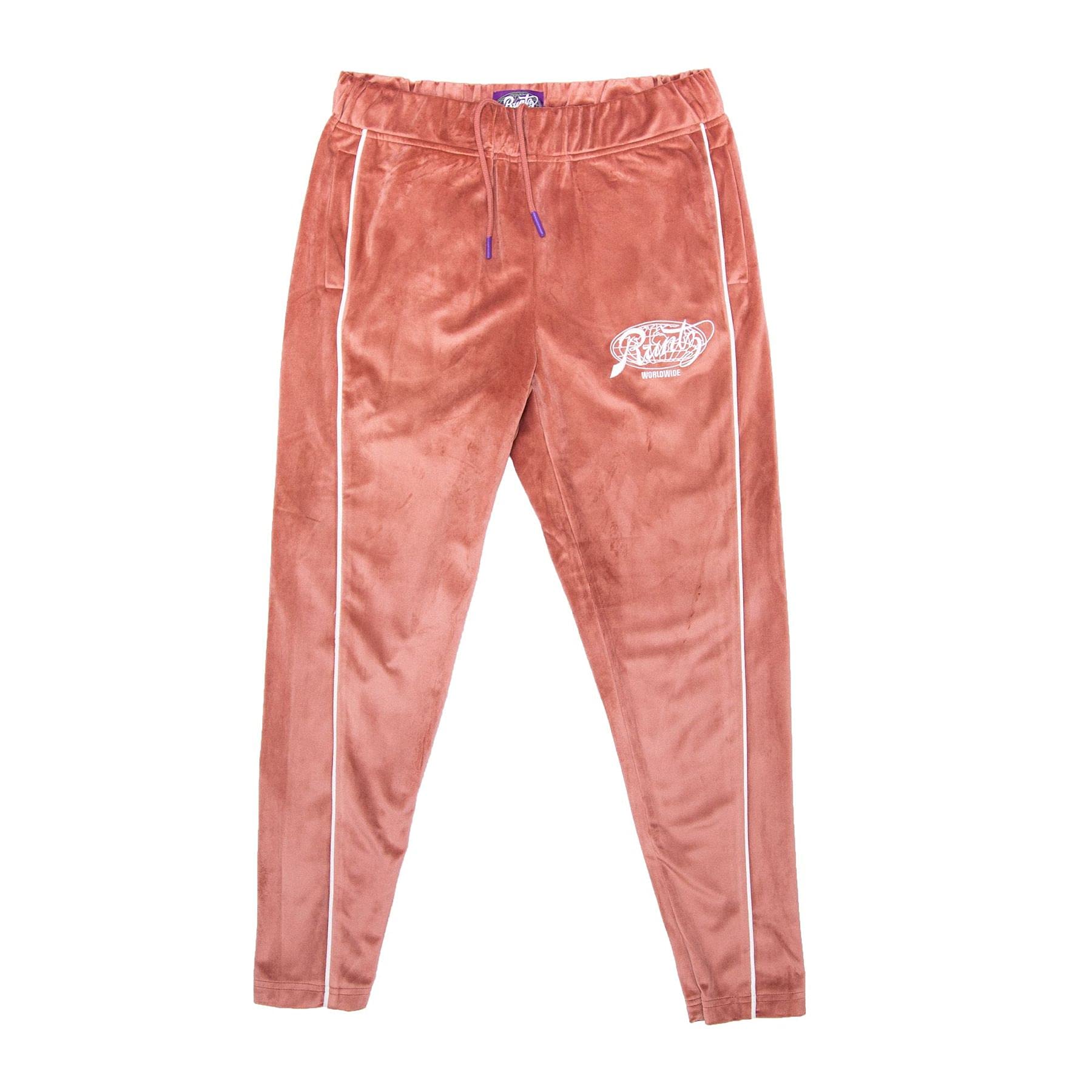 RUNTZ Around The World Velour Jogger Pants for Women - Soft Rose Pink Lounge Pants, Comfortable Casual Joggers for Home, Yoga, Travel & Streetwear Fashion