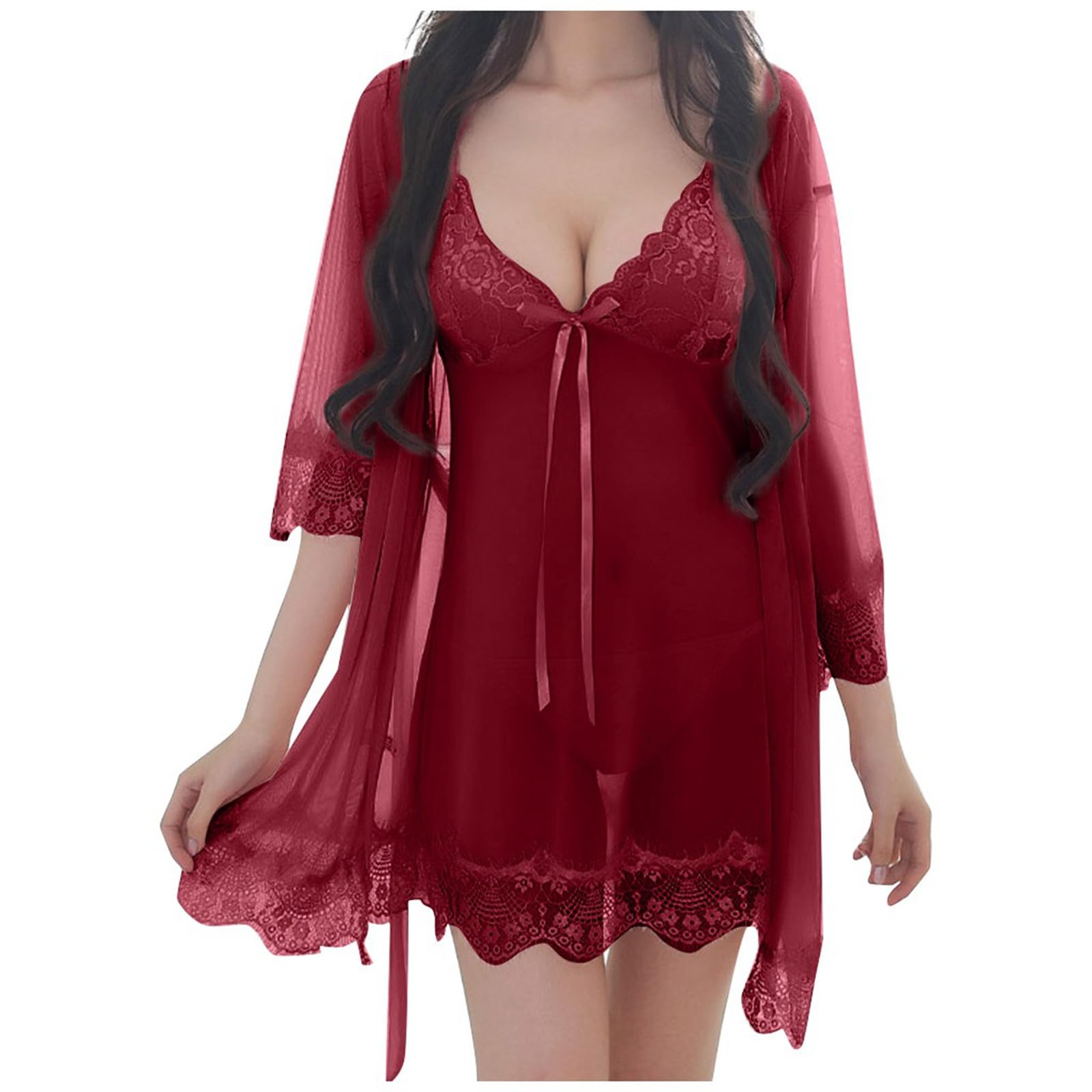 Sexy Lingerie Set for Women - Strappy Babydoll & Lace Bodysuit for Sleepwear & Date Night