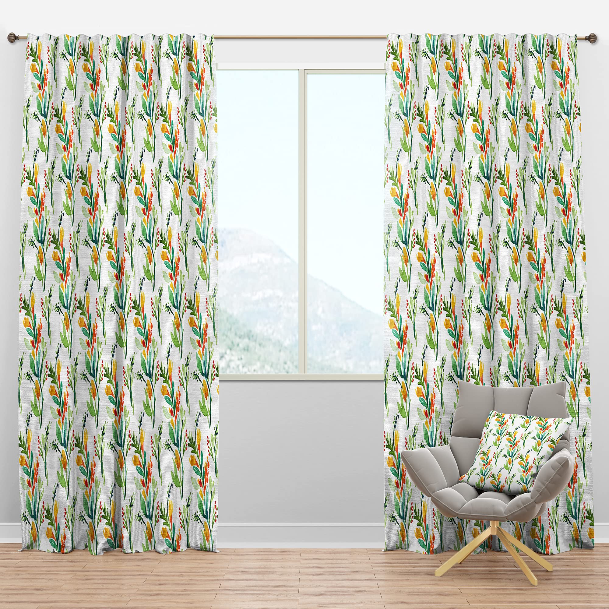 DesignQ Blackout Curtains with Watercolor Floral Pattern - Thermal Insulated Bedroom & Living Room Drapes - Single Panel 52x120 Inches - Perfect for Light Blocking, Privacy & Temperature Control