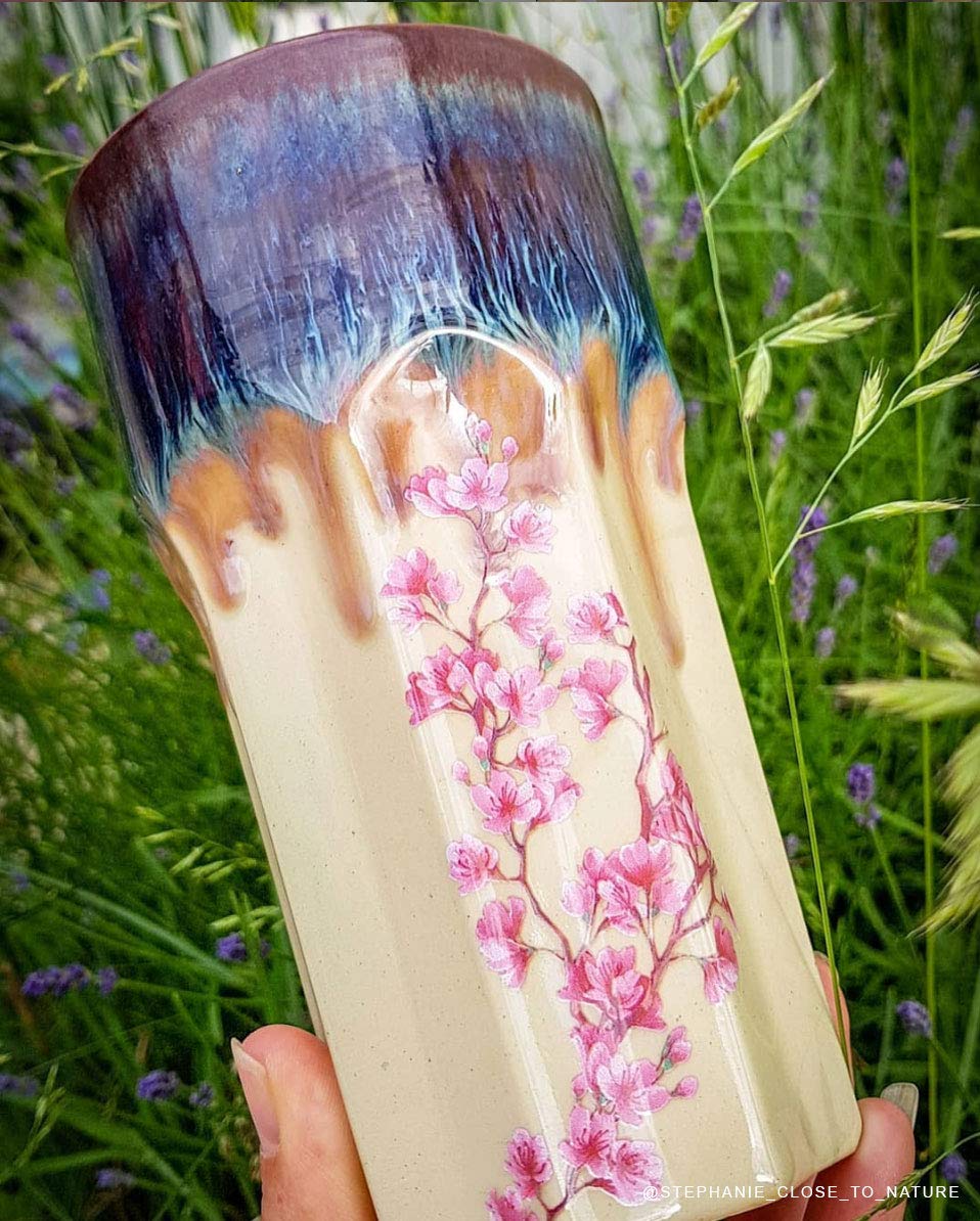 Premium Ceramic Decals for Pottery - Overglaze & Enamel Waterslide Decals - Cherry Blossom Flower Design - DIY Ceramic Art, Home Decor & Gift Making