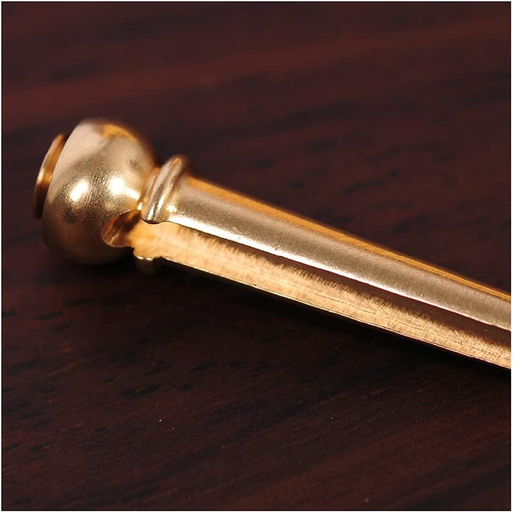 Alnicov 6-Piece Brass Guitar Bridge Pins & Endpin Set with Bridge Pin Puller - Includes 5 Guitar Picks for Acoustic 6-String Guitars - Perfect for Guitar Maintenance, Repair, and String Replacement