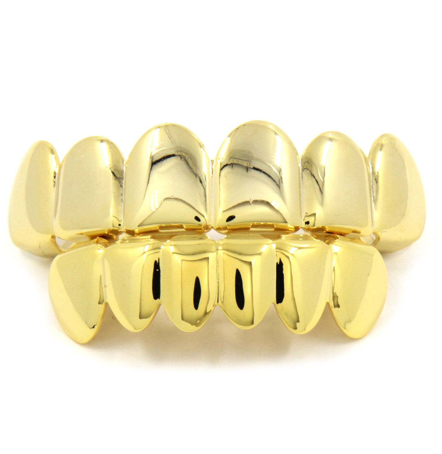 14k Gold Plated Custom Hip Hop Grillz Teeth Caps - Top & Bottom Set for Men & Women | Perfect for Rappers, Performers & Hip Hop Fashion Enthusiasts