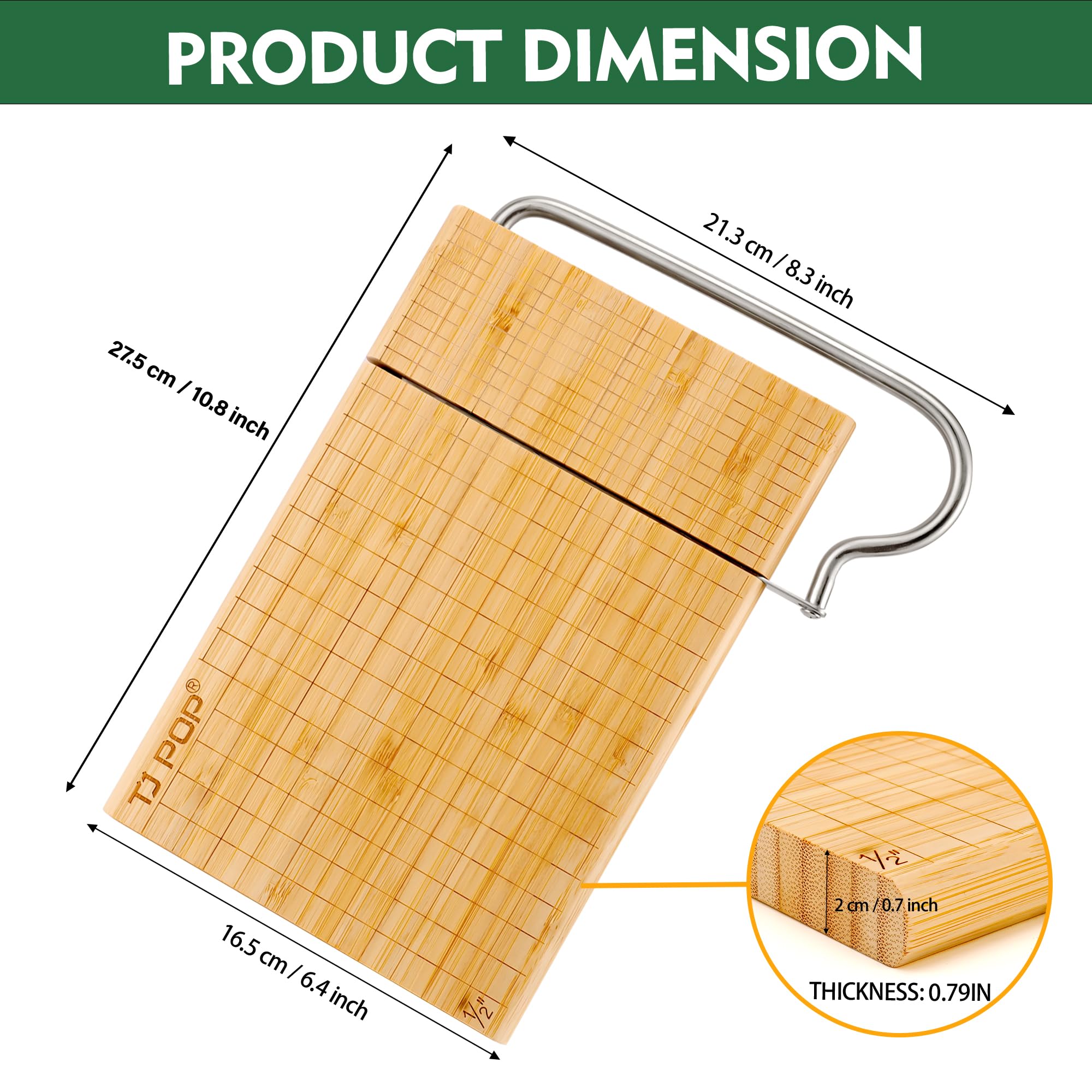 Premium Bamboo Cheese Board with Stainless Steel Blade - 10