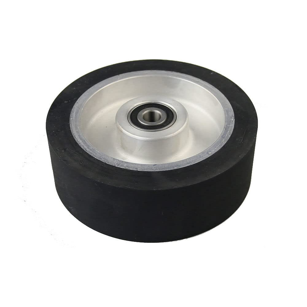 150x50mm Flat Surface Rubber Contact Wheel for Belt Grinder - 6202 Bearing Installed (12.7mm Shaft) - Perfect for Metalworking, Wood Sanding & Knife Sharpening