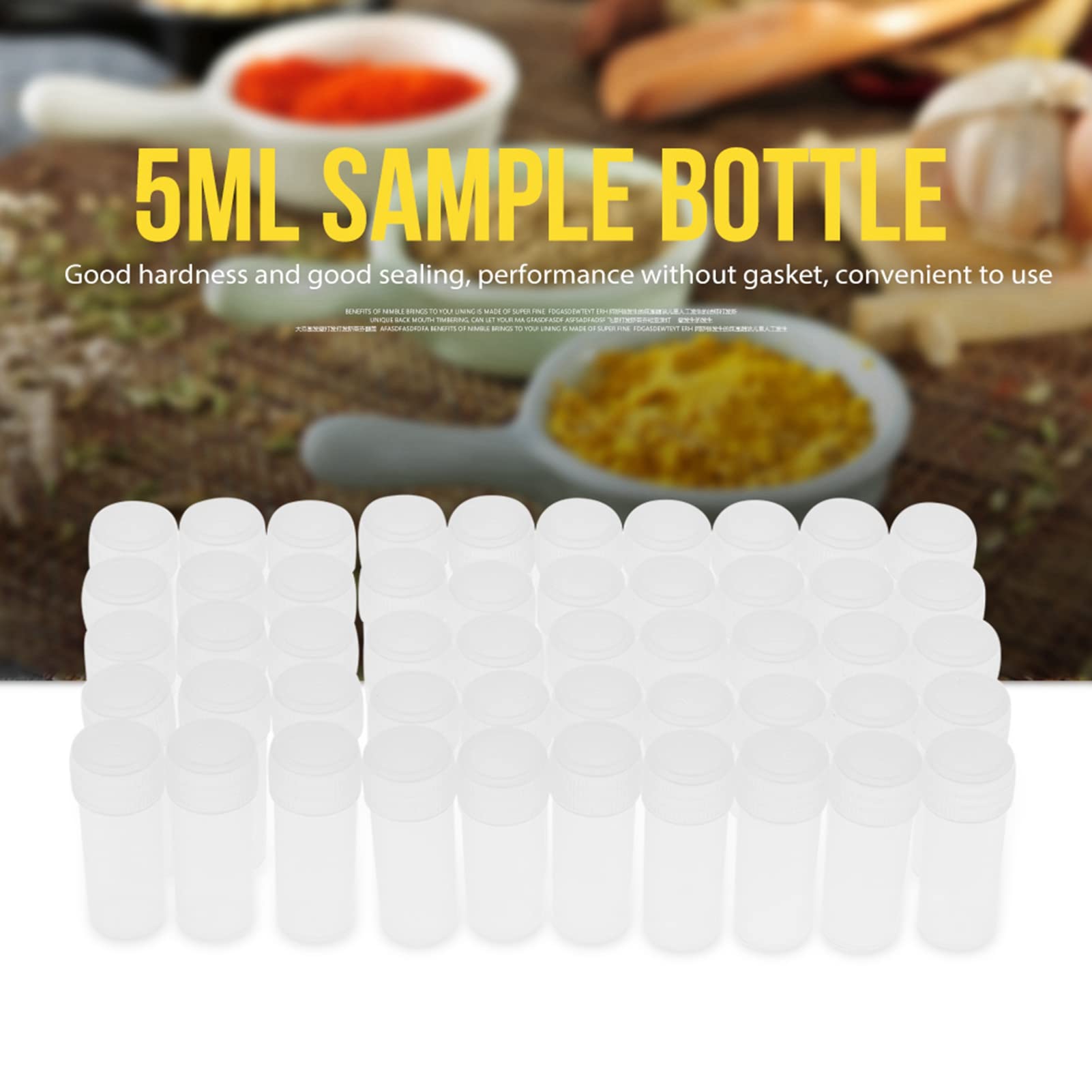 FTVOGUE 50 Pack 5ml Plastic Sample Bottles - Clear Travel-Sized Containers with Leak-Proof Lids for Essential Oils, Perfume, Cosmetics & DIY Crafts (Great for Home, Salon & On-the-Go Use)