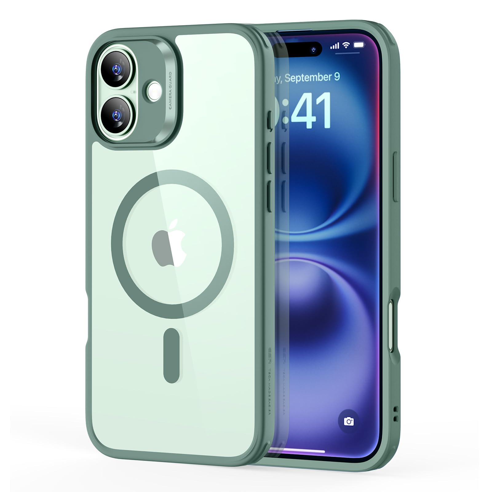 ESR for iPhone 16 Plus Case with MagSafe - Military Grade Shockproof Protection | Magnetic Phone Cover for iPhone 16 Plus | Classic Hybrid Clear Green Case (HaloLock) - Perfect for Outdoor Activities, Travel & Daily Use