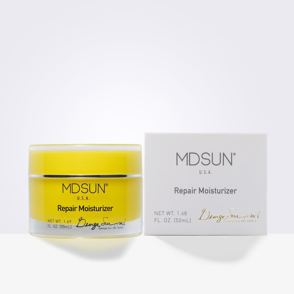 MDSUN Anti-Aging Face Moisturizer with SPF 50 - Repairs Skin Cells, Reduces Wrinkles & Fine Lines, Brightens Complexion - Antioxidant Protection Against Free Radicals - Perfect for Daily Skincare & Sun Protection (50mL)