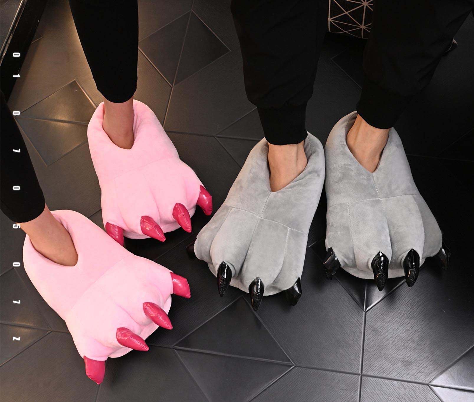 IXITON Unisex Funny Animal Paw Slippers - Furry Dinosaur Bear Claw House Shoes for Men & Women - Cozy Cartoon Plush Slippers for Indoor, Lounge, and Gift Giving