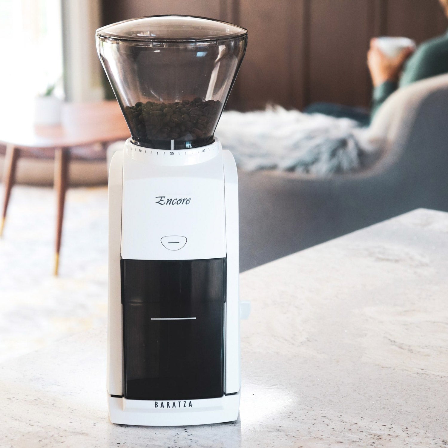Baratza Encore Conical Burr Coffee Grinder - Premium Electric Coffee Bean Grinder for Espresso, Drip & French Press - White (Perfect for Home & Office Use)