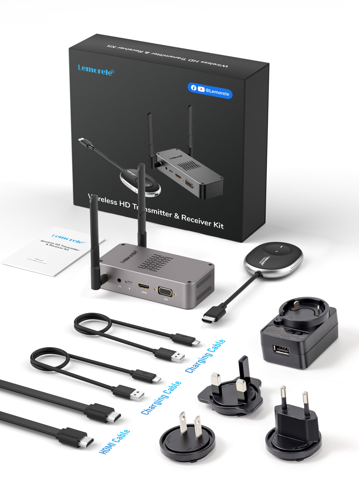 LEMORELE™ R18 Wireless HDMI Extender 4K - Ultra HD Video & Audio Streaming for Home Theater, Gaming & Presentations | Long Range Wireless HDMI Transmitter & Receiver Kit