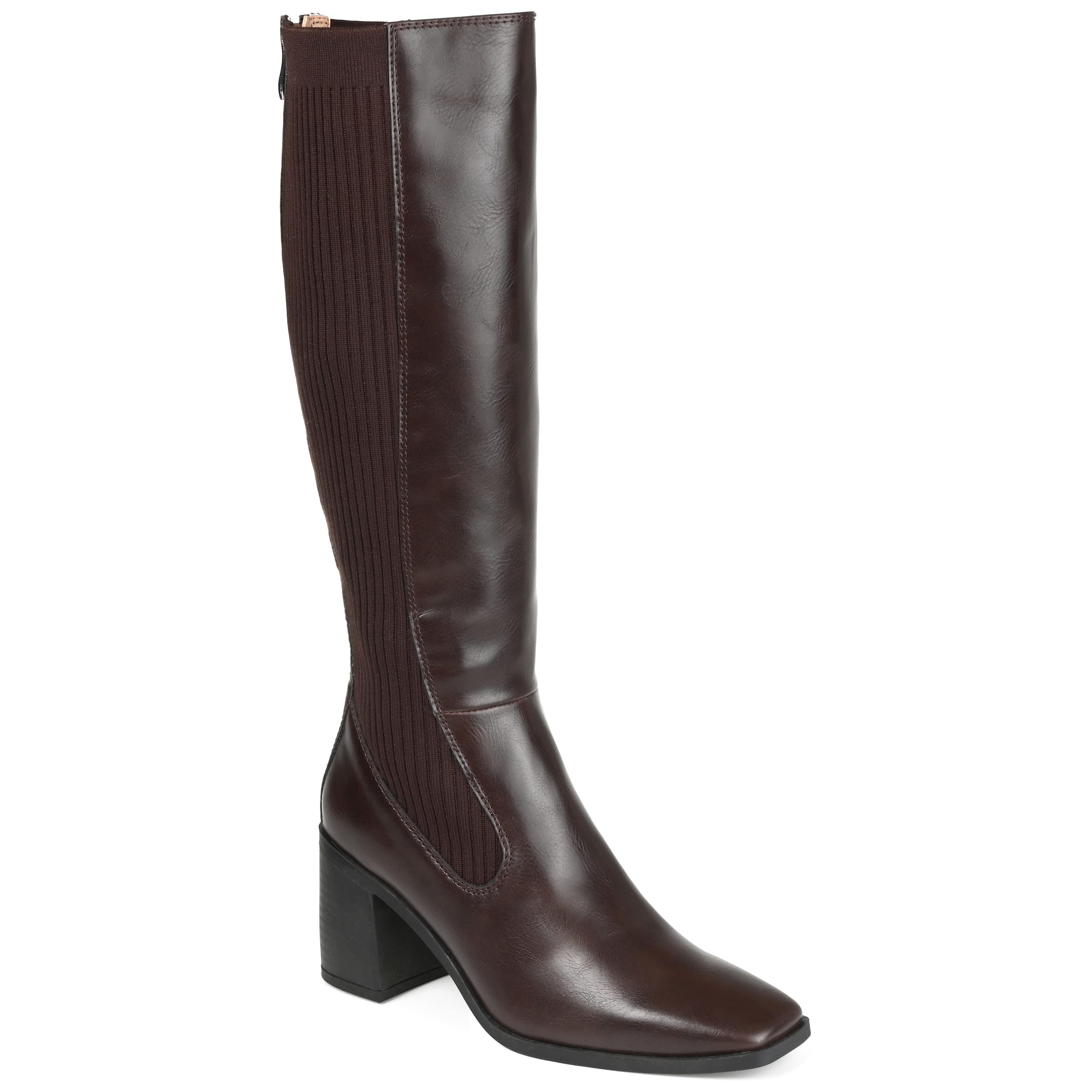 Journee Collection Women's Winny Knee High Boots - Comfortable Foam Stacked Heel for All-Day Wear | Perfect for Office, Date Night & Winter Fashion