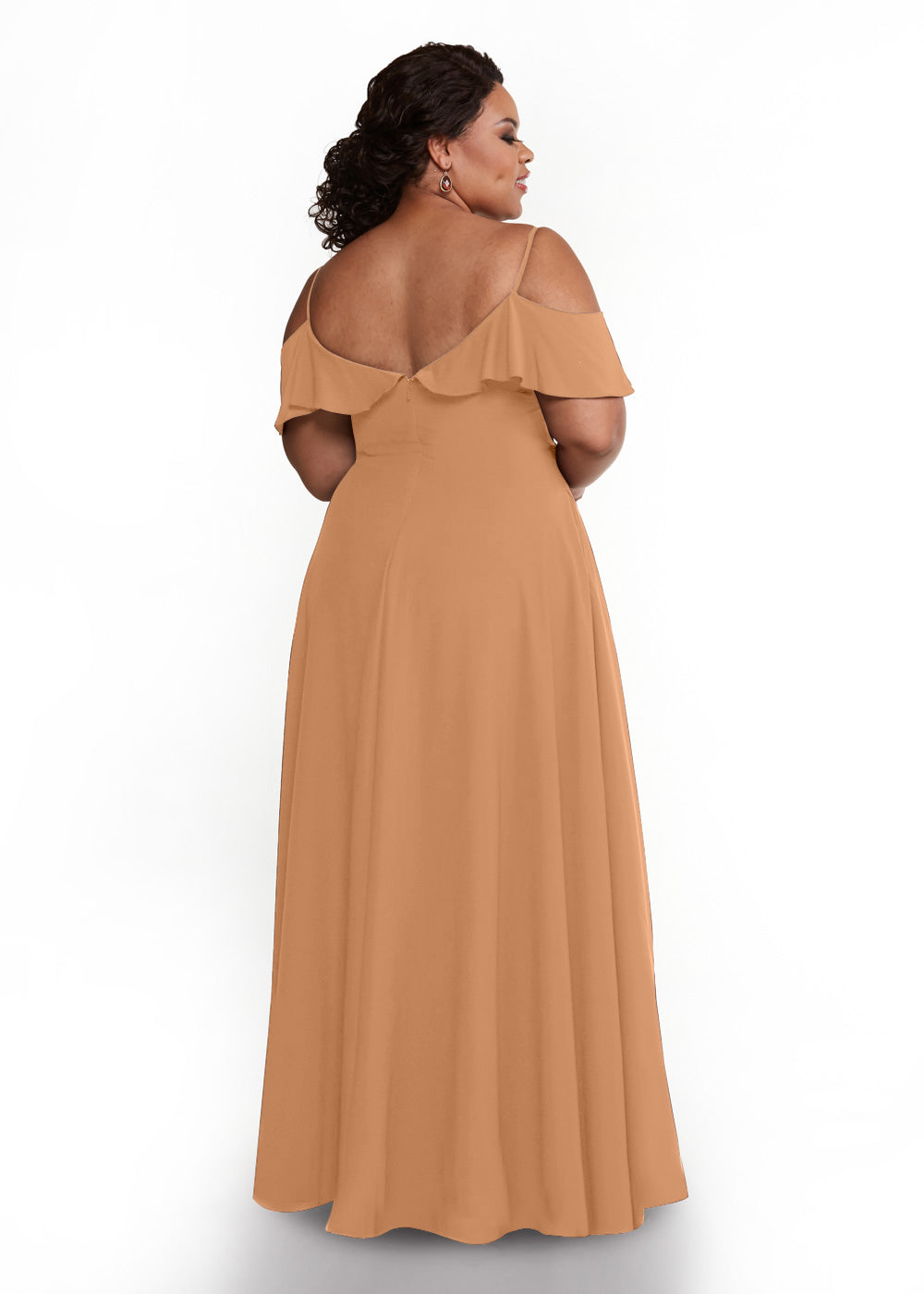 Elegant Off Shoulder Ruffled Chiffon Bridesmaid Dress - A-Line Flowy Design for Weddings, Parties & Special Occasions
