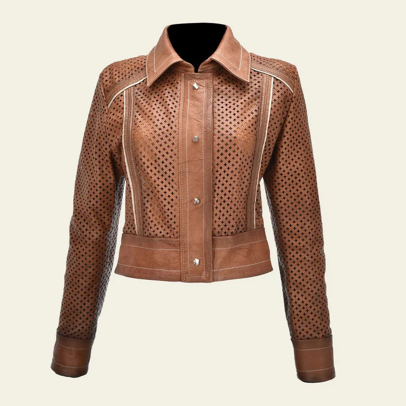 Cuadra Honey Western Fashion Lambskin Leather Camisole for Women - Stylish Western Wear for Rodeo, Country Concerts & Cowgirl Outfits