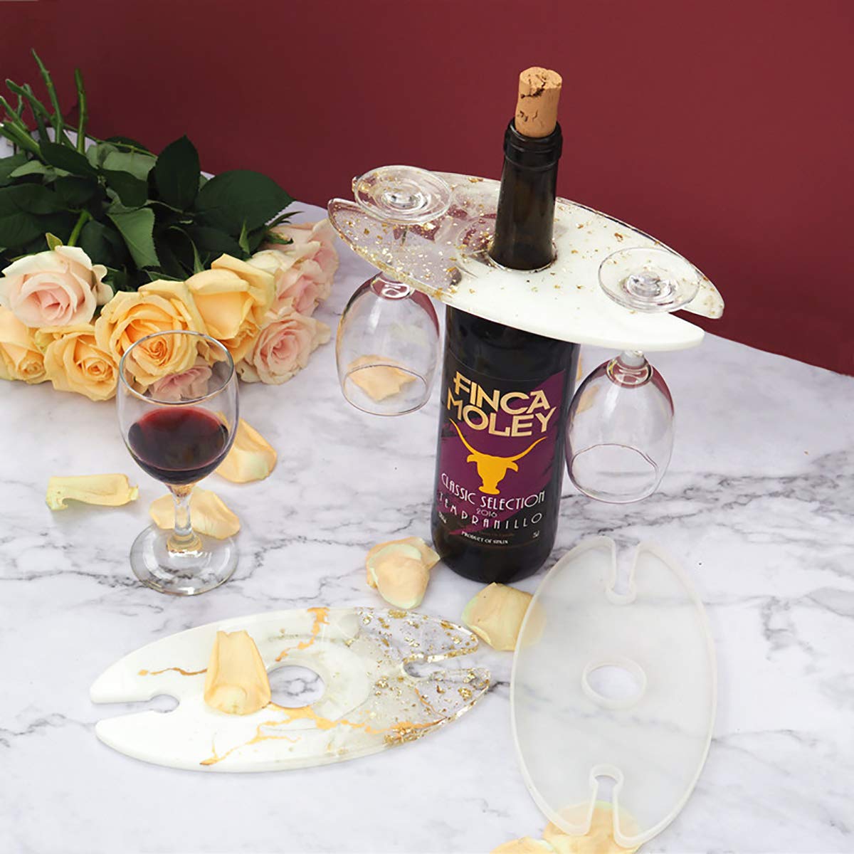 Premium 3-Piece Resin Silicone Mold Set for DIY Wine Rack & Coaster Making - Durable Casting Molds for Glasses Holder, Home Bar Decor & Craft Projects
