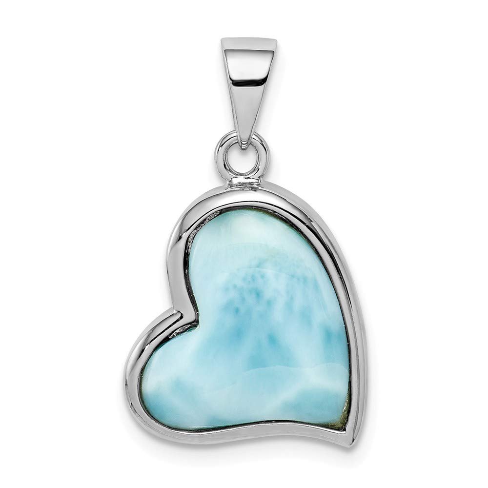 925 Sterling Silver Rhodium Plated Larimar Heart Pendant Necklace for Women - Elegant Jewelry Gift for Valentine's Day, Anniversary & Special Occasions