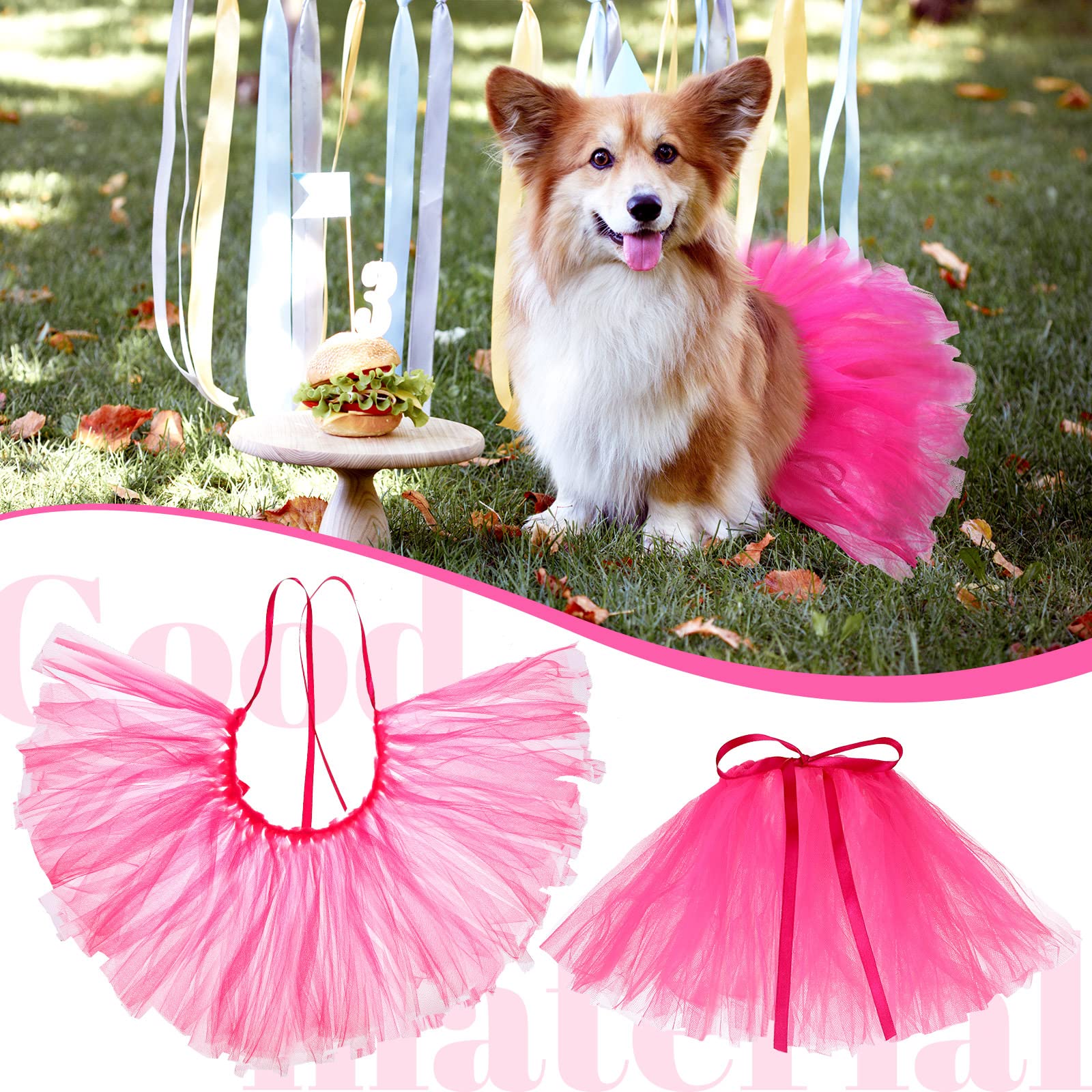 4-Piece Dog Tutu Dress Set - Cute Pet Tulle Skirt for Small Dogs & Puppies - Birthday Party Costume for Female Dogs & Cats - Perfect for Halloween, Photo Shoots & Special Occasions
