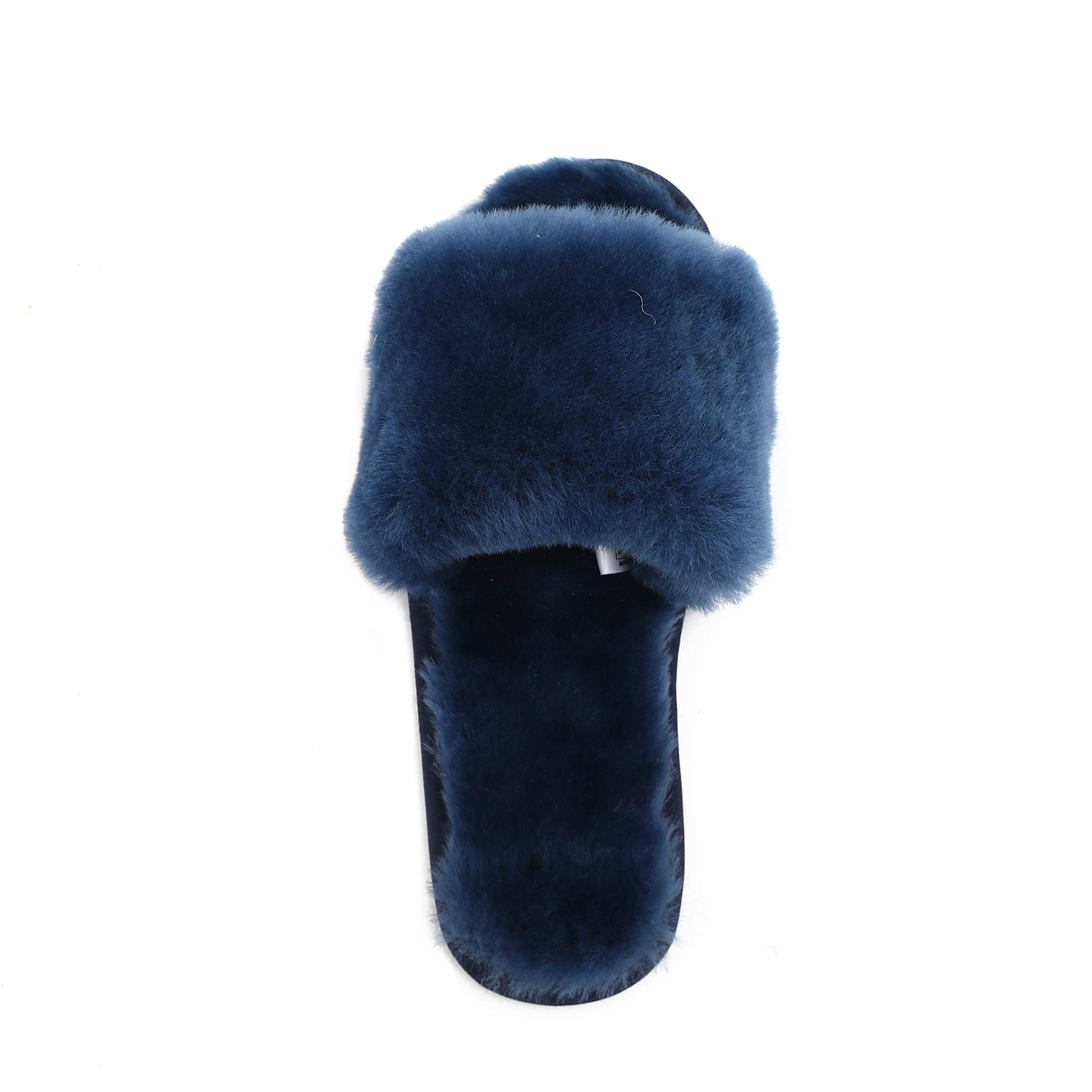 Women's Boiled Wool Slippers with Real Fur - Open Toe Luxury House Slippers by Dechic | Cozy Indoor Comfort for Winter & Home Relaxation