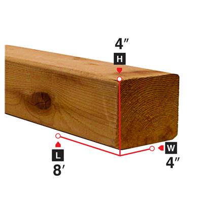 4 in. x 4 in. x 8 ft. Brown Pressure Treated Lumber - Durable Outdoor Wood for Fence Posts, Deck Framing & Landscaping Projects