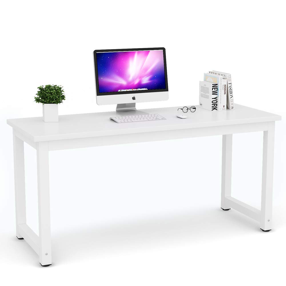 Tribesigns 63 Inch Large Computer Desk - Sturdy Office Desk for Home & Study, Writing Workstation with Ample Space, White - Perfect for Home Office, Gaming & Remote Work