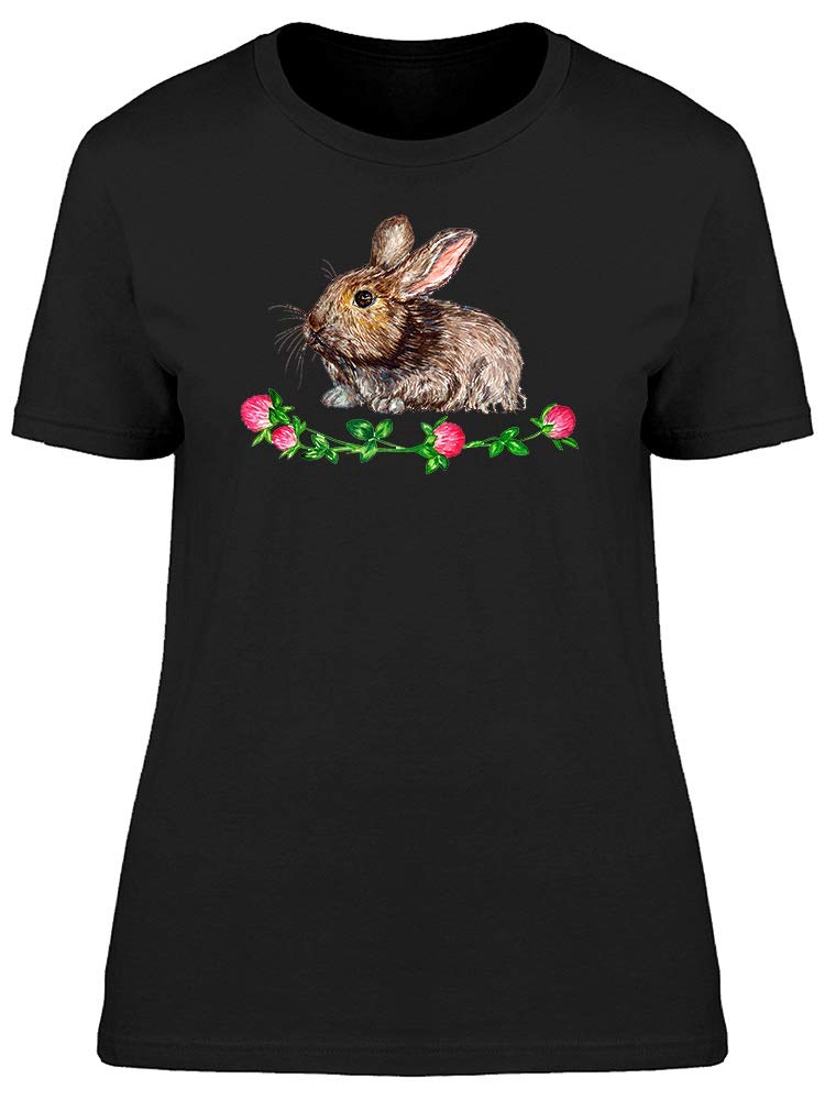 Watercolor Fluffy Bunny Women's T-Shirt - Soft Cotton Casual Tee for Everyday Wear & Cute Outfits