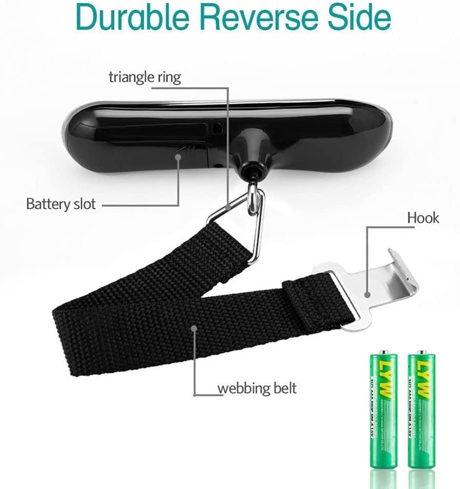 Portable Digital Luggage Scale - 110LB Capacity, Lightweight Handheld Stainless Steel with LCD Display & Low Battery Indicator for Travel | Perfect for Airline Check-in, Cruise Packing & Suitcase Weight Management
