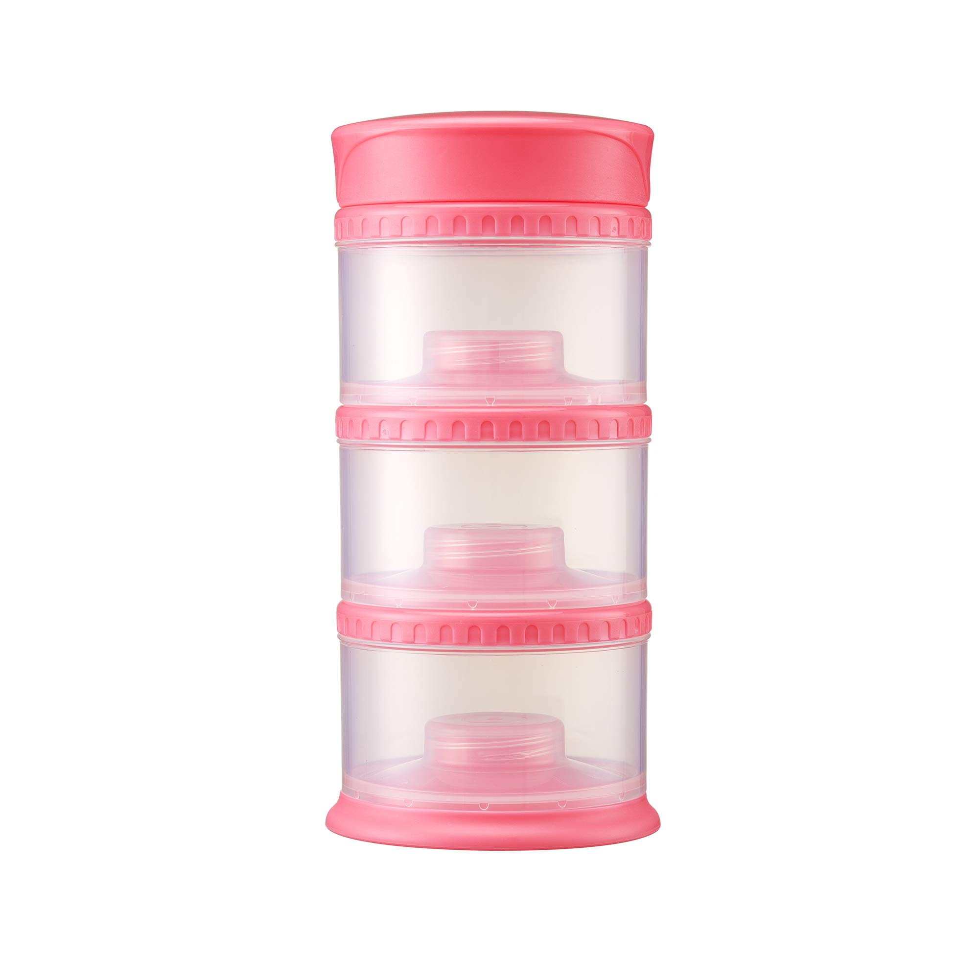 Innobaby Packin' Smart Stackable & Portable Storage System for Baby Formula, Liquids, Snacks – BPA-Free 12oz (3 Stackable Cups, Strawberry) | Perfect for Travel, Daycare & On-the-Go Feeding