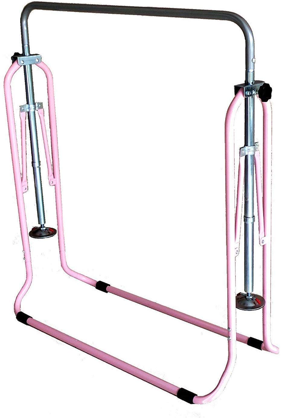 Adjustable Kids Gymnastics Kip Bar with 6'x2' Tumble Mat - Foldable Horizontal Monkey Bar for Home Gym Training | Junior Gymnastic Equipment for Indoor Play & Exercise (Pink) | Perfect for Backyard Playground, Gymnastics Practice & Kids Fitness Training