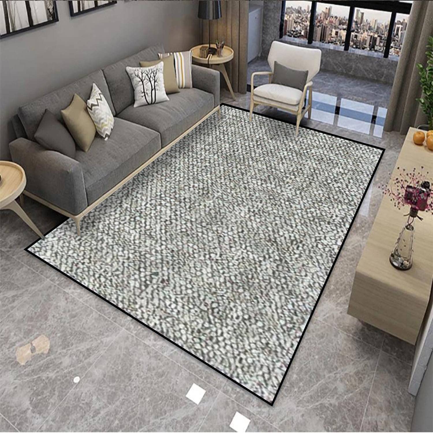 Distressed Texture Non-Slip Area Rug - Soft Abstract Weaving Fabric Carpet for Indoor/Outdoor Use - Perfect Floor Mat for Living Room, Bedroom, Yoga Studio & Home Decor