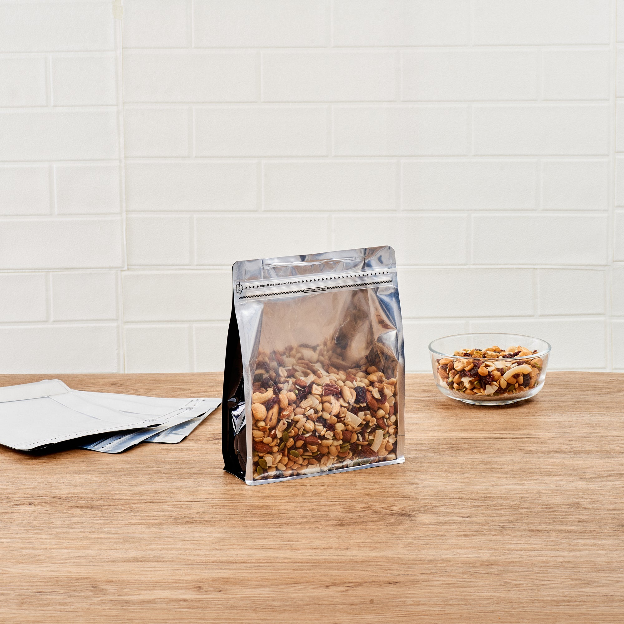 BAG TEK Black Plastic Large Snack Bags - Double Seal, Rip Lock, Heat Sealable (9.5