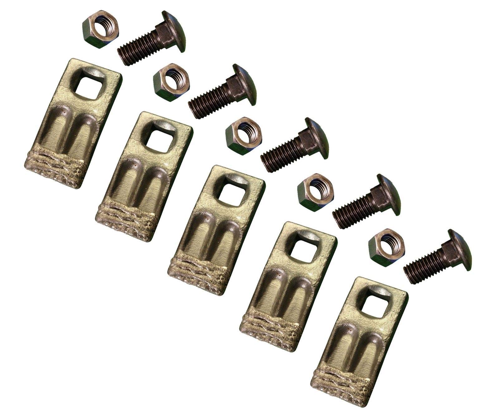 5-Pack Square Hole Hardfaced Auger Teeth with Hardware - BC58F-HF-I for Heavy-Duty Drilling and Excavation Equipment