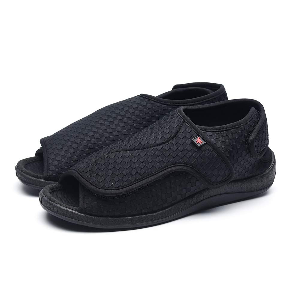 MEJORMEN Men's Diabetic Slippers - Adjustable Wide Open Toe Swollen Feet Shoes for Diabetic & Edema Elderly - Comfortable House Shoes for Indoor Relaxation & Foot Care
