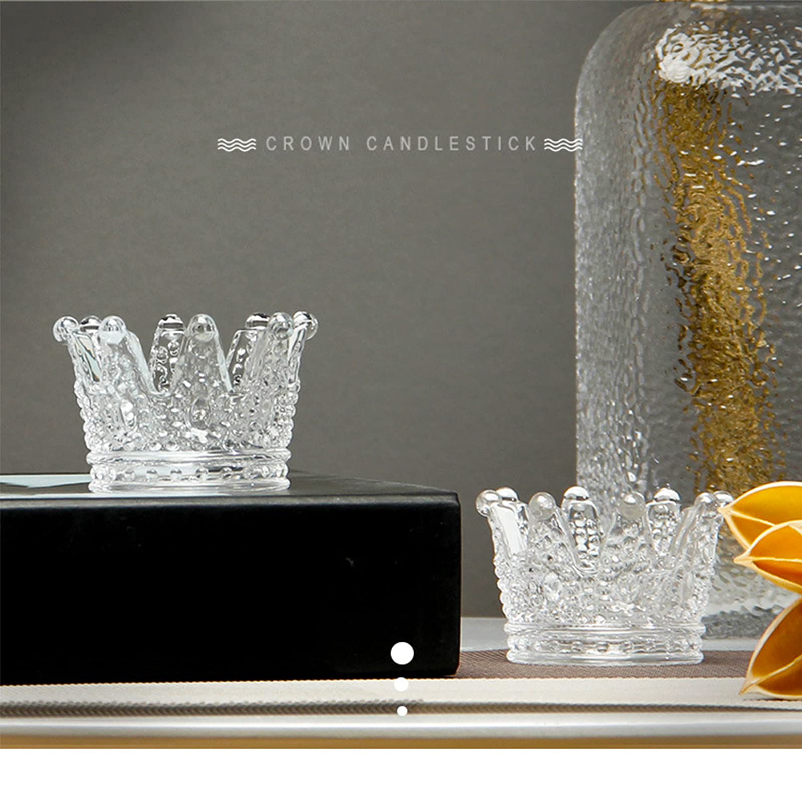 1PCS Clear Crown Votive Candle Holder - Mini Tea Light Candlestick for Weddings, Parties & Home Decor - Jewelry Ring Holder & Royal Theme Decoration (Perfect for Centerpieces, Tablescapes & Gift Giving)