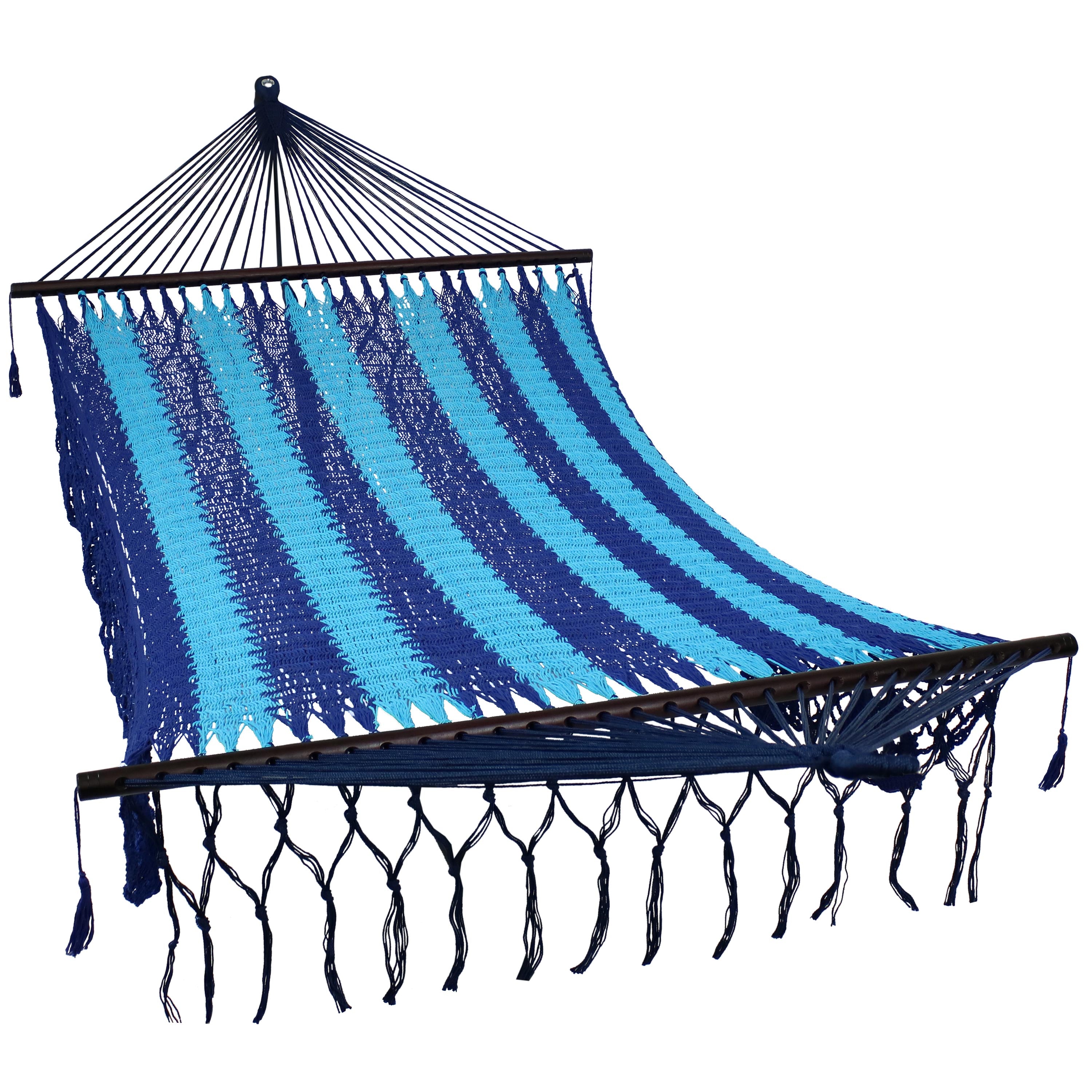 Premium Sunnydaze Deluxe American-Style Mayan Hammock with 15-Foot Steel Stand - Perfect for Backyard Relaxation, Camping & Beach Lounging
