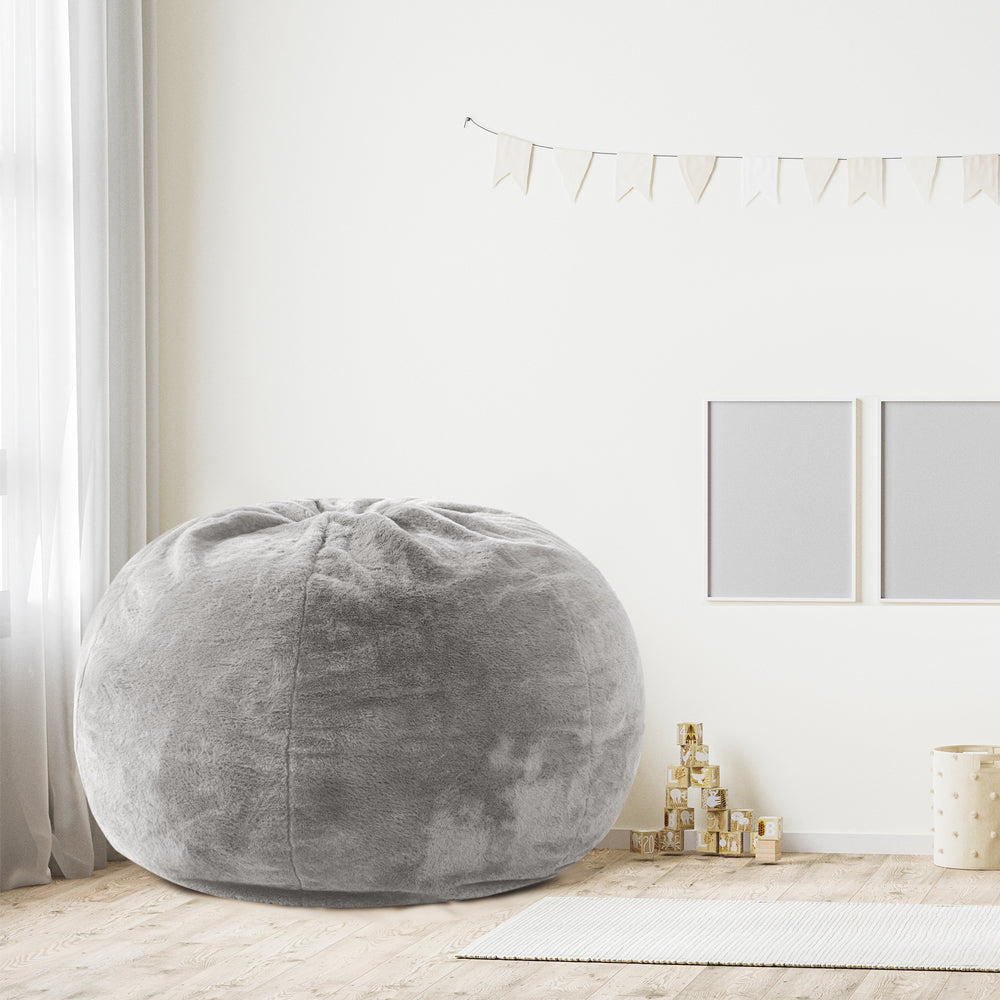 MAXYOYO 2-in-1 Kids Bean Bag Chair with Removable Floor Pillow - Soft Grey Comfy Seating for Boys & Girls - Perfect for Playroom, Bedroom or Reading Nook
