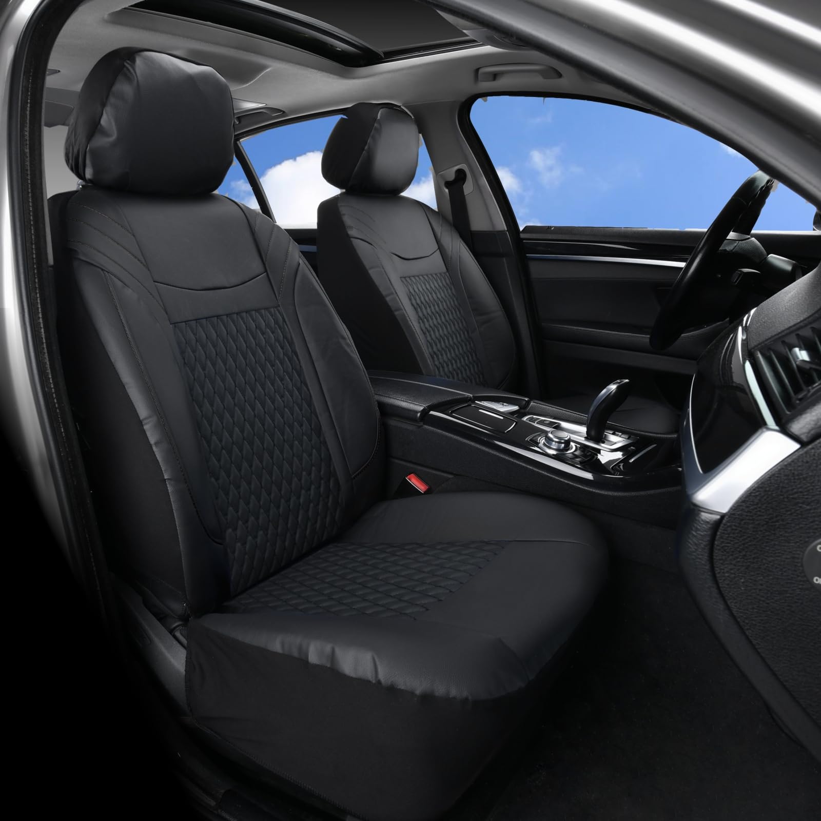 Universal 11-Piece PVC Car Seat Covers Full Set - Front & Rear Seat Protectors for Most Vehicles | Waterproof, Durable & Easy to Clean | Perfect for Daily Commute, Road Trips & Pet Protection (Black)