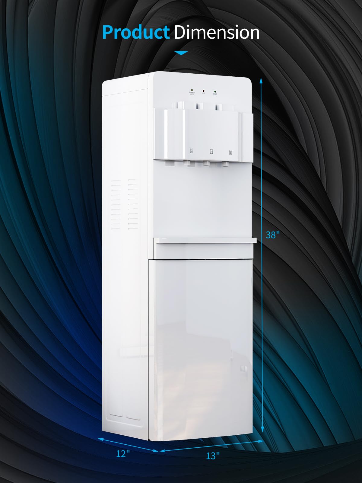 TABU Bottom Loading Water Cooler Dispenser with Hot, Cold & Room Temperature Water - Child Safety Lock, Anti-Scalding Design for 3/5 Gallon Bottles (White) - Perfect for Home, Office & Kitchen Use