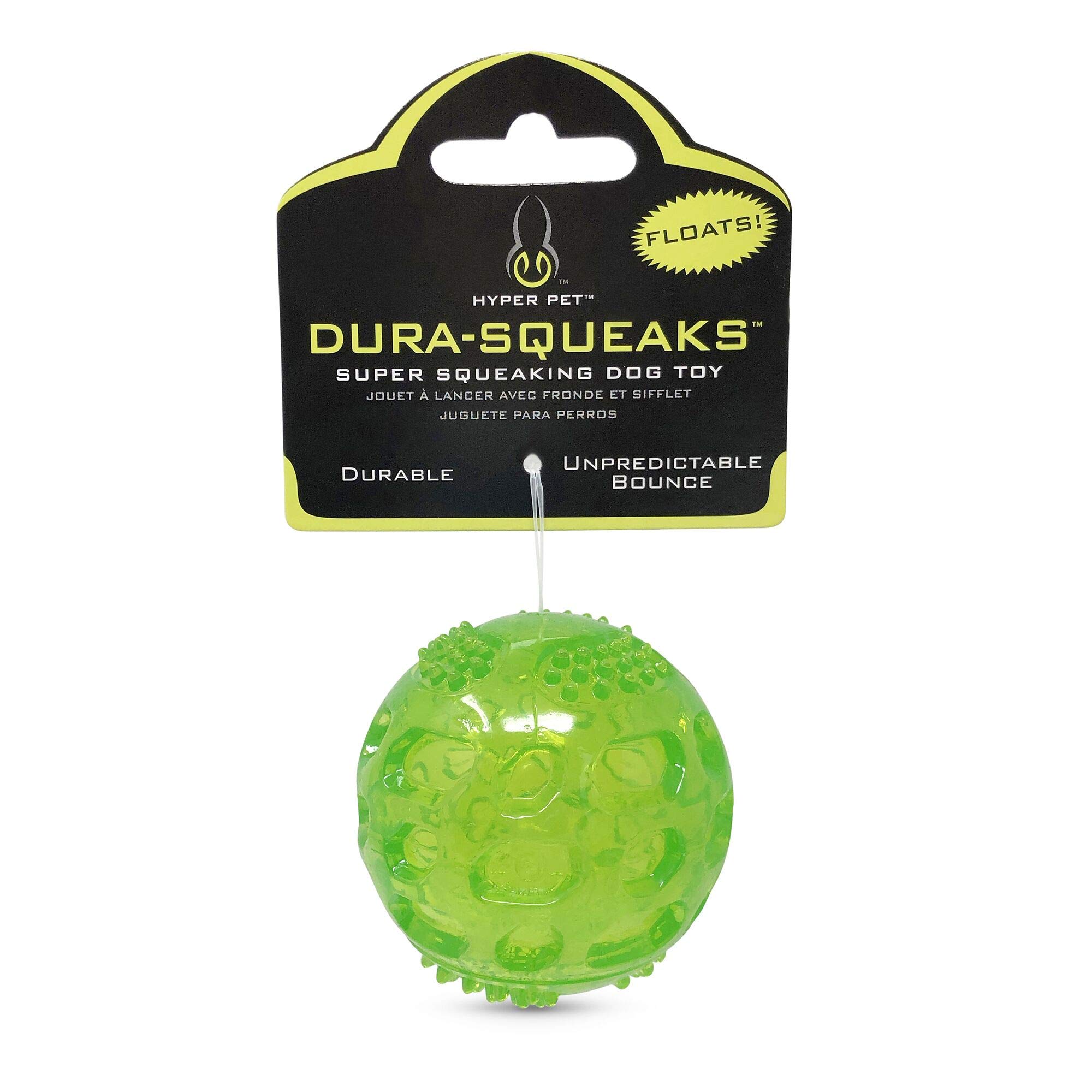 Hyper Pet DuraSqueak Dog Ball - 2.5 Inch Floating Squeaky Interactive Dog Toy for Fetch, Play & Training | Durable Alternative to Tennis Balls | Perfect for Pool, Beach & Outdoor Fun (Green)