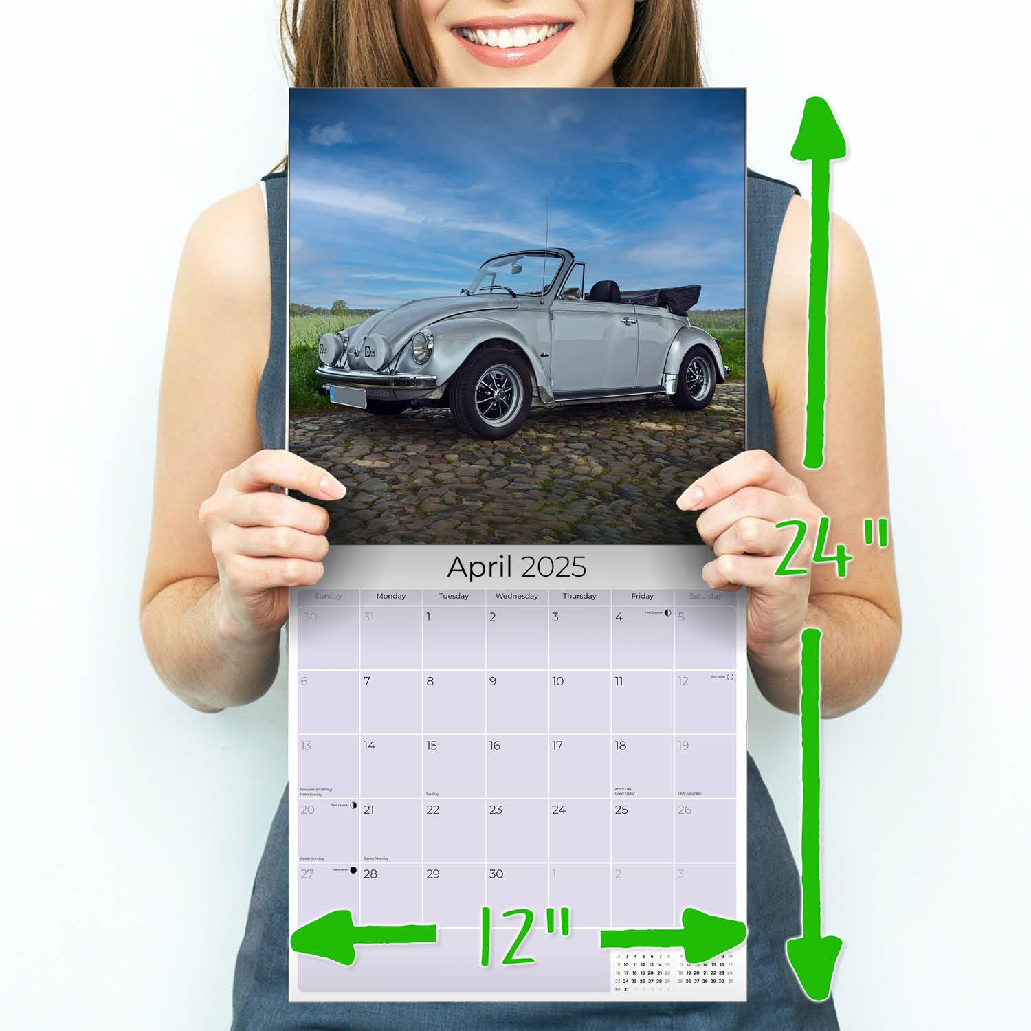 2024-2025 Volkswagen Beetle Classic Car Wall Calendar - 12