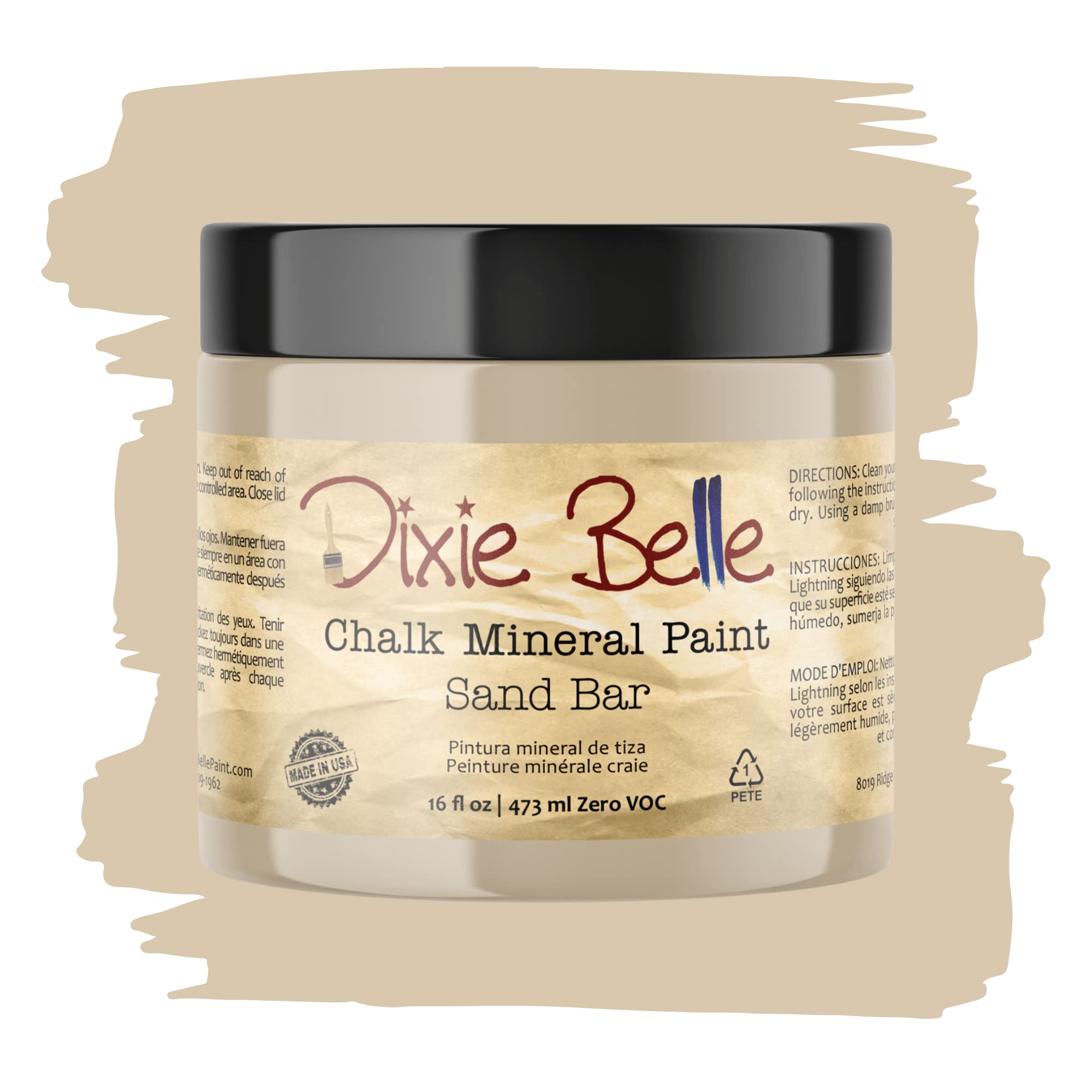 Dixie Belle Chalk Finish Furniture Paint - Sand Bar (16oz) | Matte Neutral Tan Mineral Paint for DIY Furniture | Made in USA | Perfect for Upcycling Tables, Chairs & Cabinets