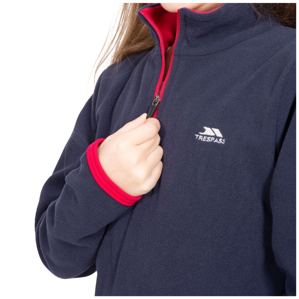 Trespass Sybil Girls' Microfleece Jacket - 100% Navy Blue | Warm & Cozy Winter Outerwear for Kids' Outdoor Activities