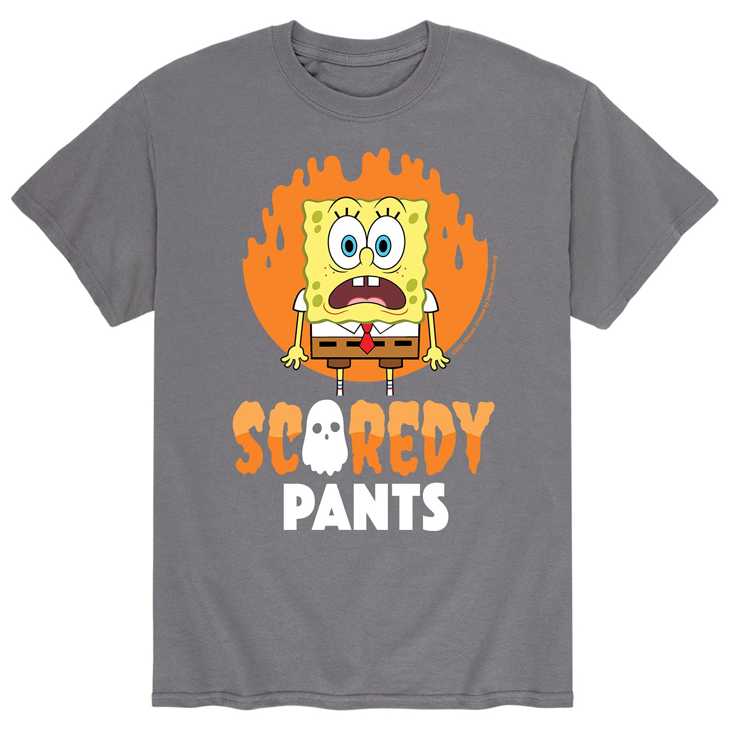HYBRID APPAREL Spongebob Squarepants Scaredy Pants Men's Graphic T-Shirt - Funny Cartoon Short Sleeve Tee for Casual Wear, Gifts & Pop Culture Fans